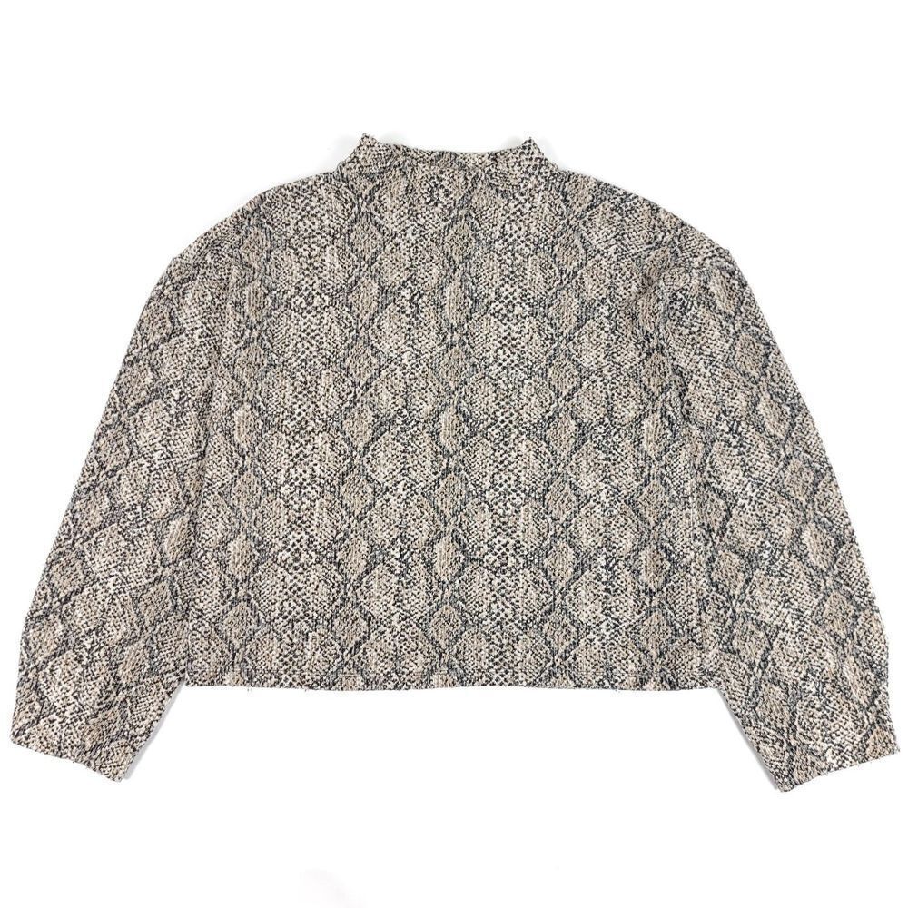 ZARA Mock Neck Balloon Sleeve Pullover Sweater in Brown Snake Skin 90s y2k Small